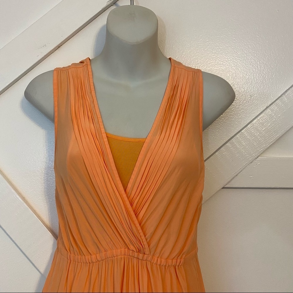 Calypso St. Barth Pleated Faux Wrap V-neck Lined Mini Dress Orange Sz XS - Picture 2 of 7
